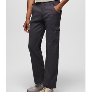 Prana Zion Mens 35x26 Charcoal Black Hiking Cargo Pants Built-in Belt Ventilated